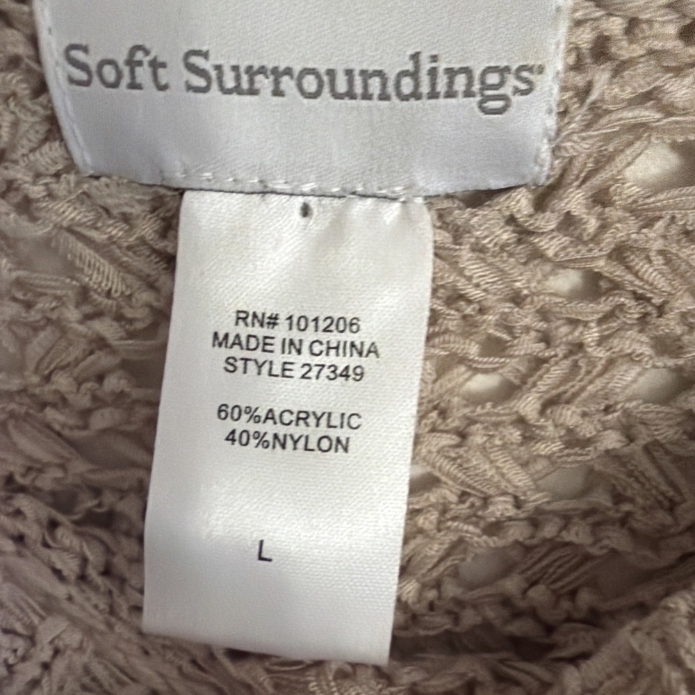 Soft Surroundings L Open Knit ColorBlock Sweater Neutral Boatneck Minimalist - Picture 3 of 5